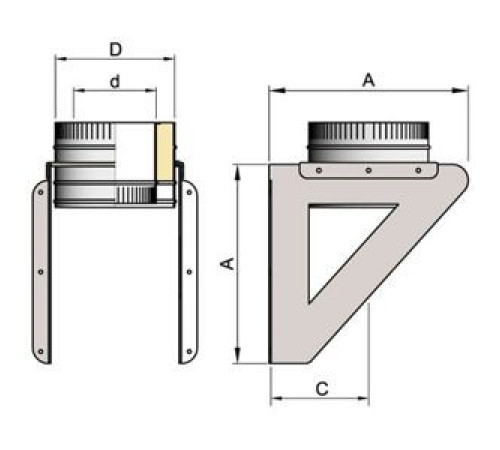 Кронштейн опоры 600х600 d=160 мм.