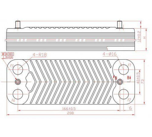 Теплообменник ГВС подходит для PROTHERM Тигр 24 KTV12, 24 KOV12 0020025294 14 пл
