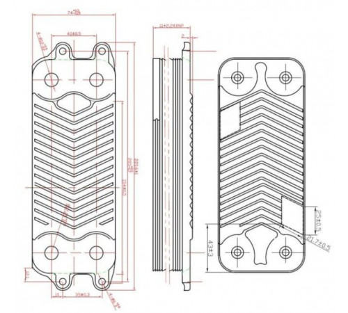 Теплообменник ГВС VAILLANT TurboTec Plus, EcoTec Plus 0020025041 35 пл.